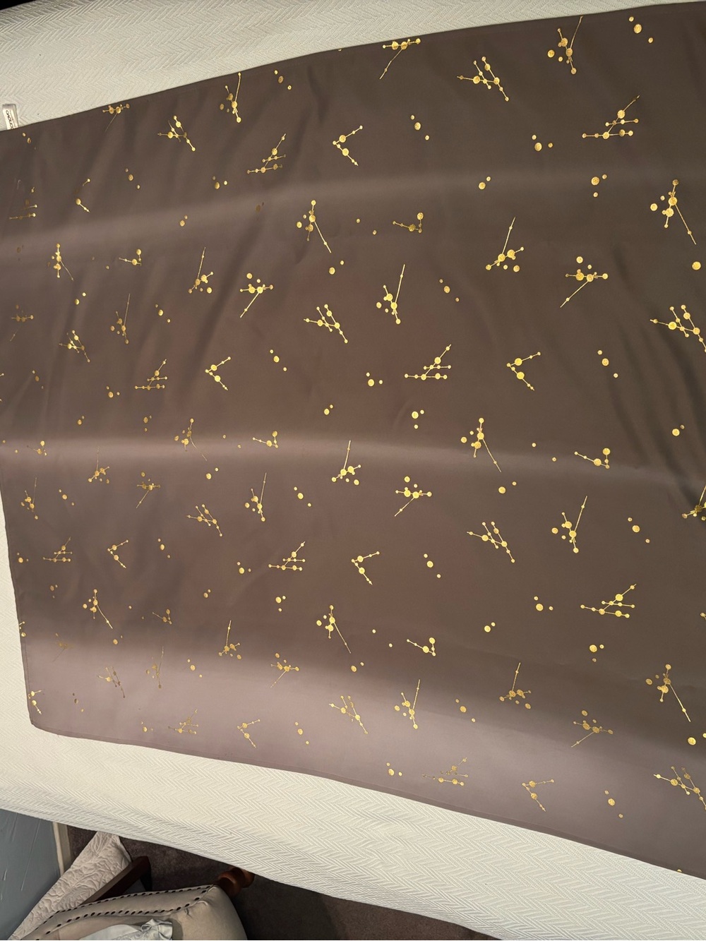 Gold Dot Patterned Grey Blackout Curtains